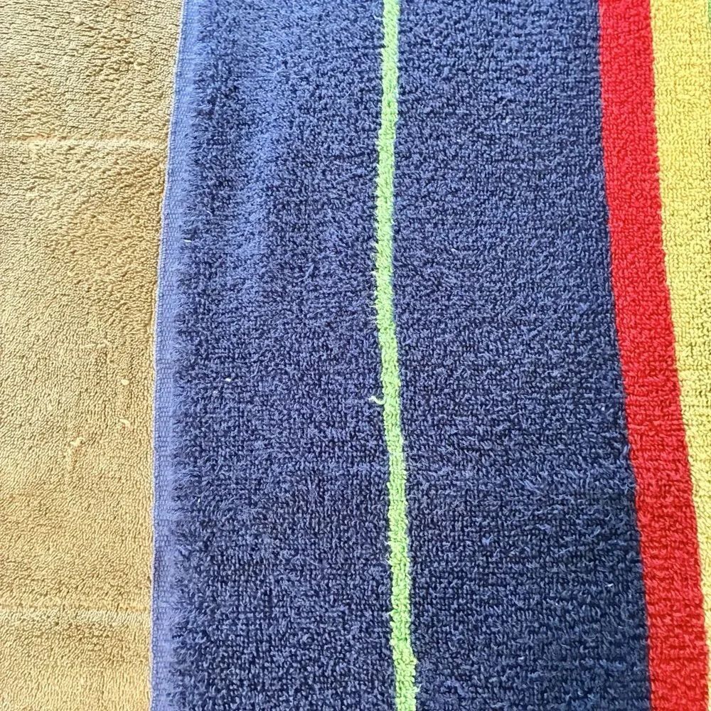 VTG Ralph Lauren Large Towel Polo Striped Blue Green Yellow Red 36